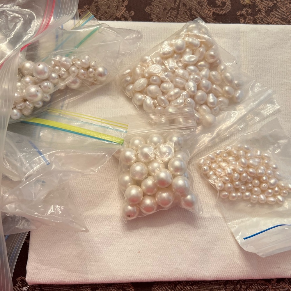 Bags of Assorted White or Off White Beads